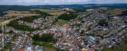 Aerial view of the city  Wernberg in Germany, Bavaria on a cloudy day in summer. © GDMpro S.R.O