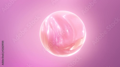 The bubble vitamin collagen drop to pink skin ball with 3d rendering.Beauty skin chemical conceptual animation.