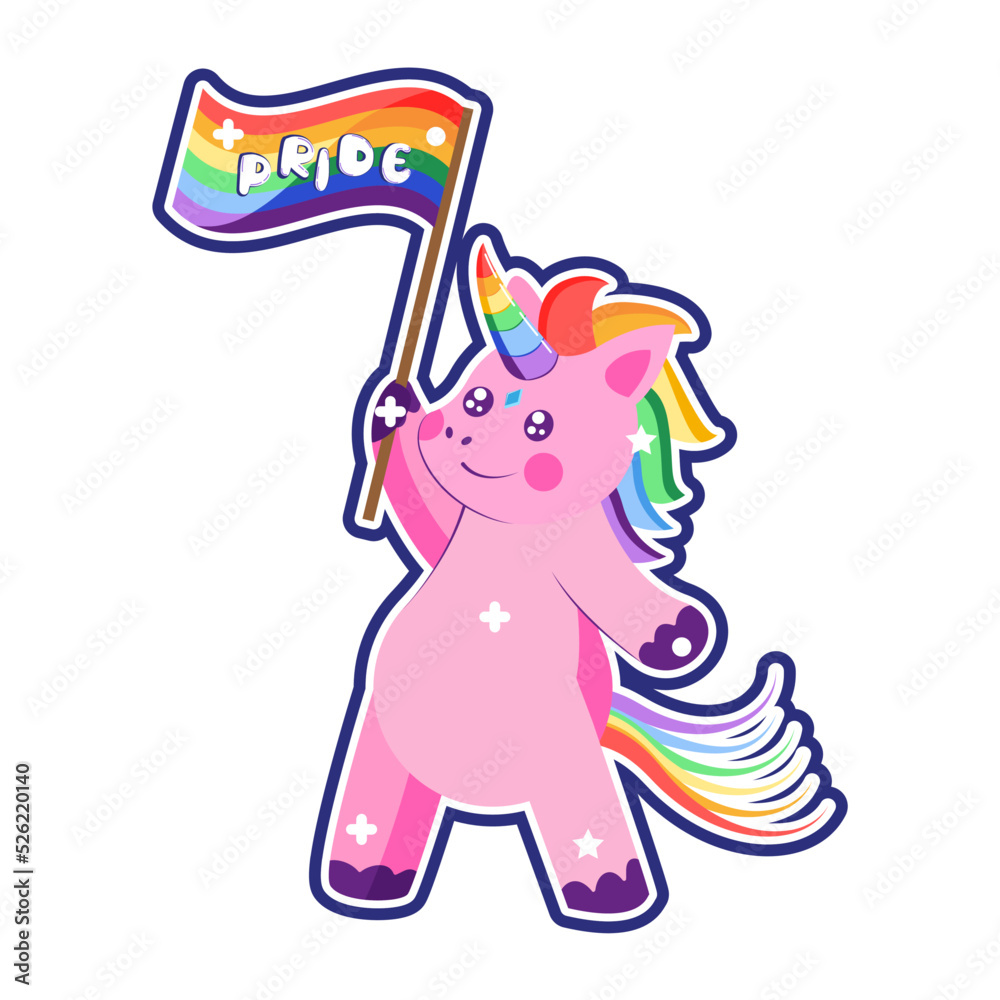 Isolated ponny rainbow sticker vector illustration