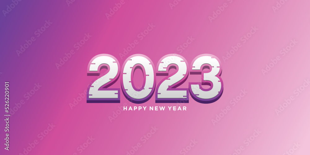 happy new year 2023, 2023 3d design on purple background