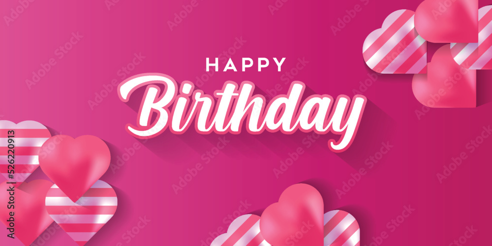 Happy birthday background with some pink realistic love Stock Vector ...