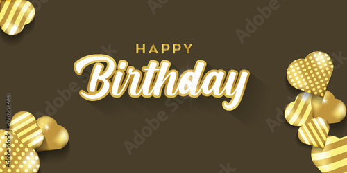 Happy birthday background with golden heart