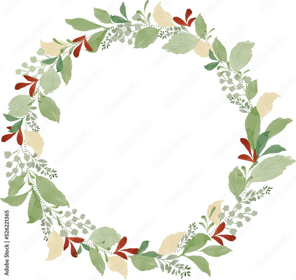 Green Leaves Watercolor Wreaths Frame Green Leaves Watercolor Wreaths Frame