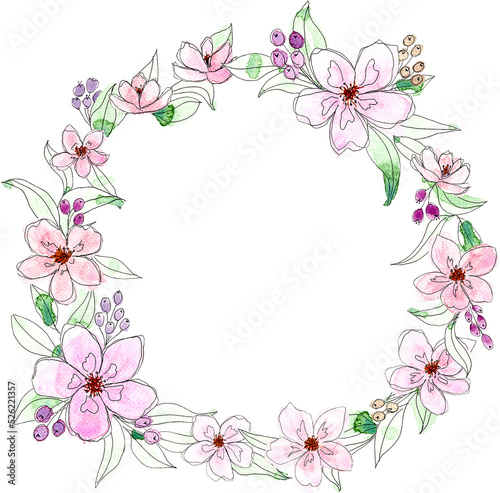 Wallpaper Mural Flower Watercolor Wreaths Frame Torontodigital.ca