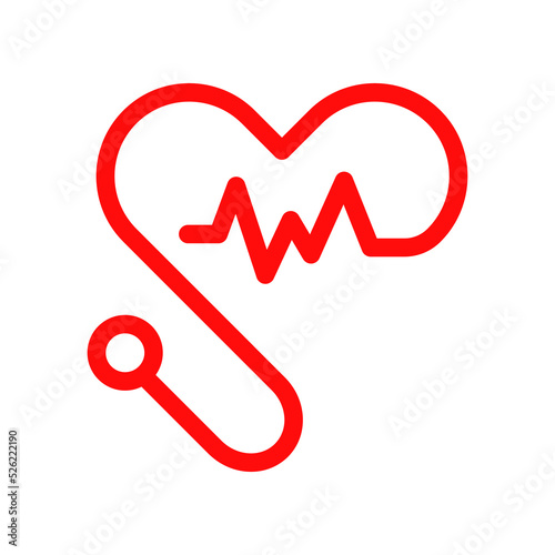 Heart Rate stethoscope icon. Heart Pulse, electrocardiogram icon. Healthcare and medical-related solid illustration.  Happy doctor's day celebration. Heart medical icon illustration.