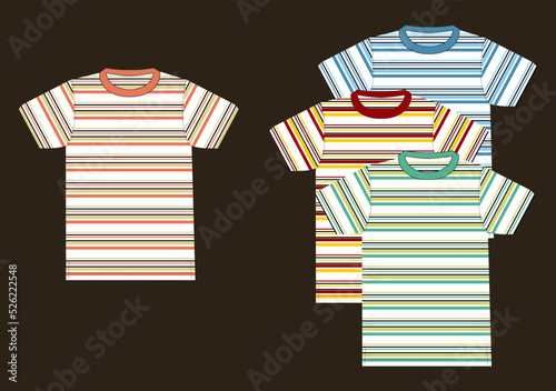 stripes design vecktor illustration with short sleeves t-shirt.Apparel outwear template front,full color stripe style.men mockup
 