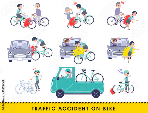 自転車事故に遭う事務員女性のセット