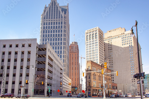 Photography Downtown Detroit Michigan architecture city skyline buildings on a cold winter d