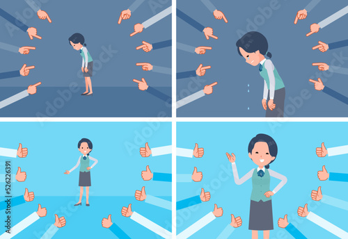 評価をうける事務員女性のセット