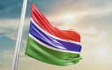 The Gambia national flag cloth fabric waving - Image