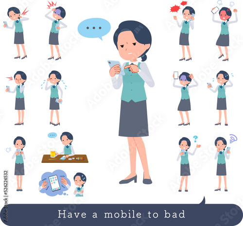 スマホを使って不幸せな事務員女性のセット