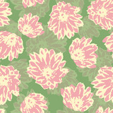 seamless plants pattern background with doodle hand drawn flowers , greeting card or fabric