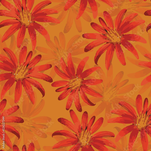 seamless plants pattern background with doodle red flowers , greeting card or fabric