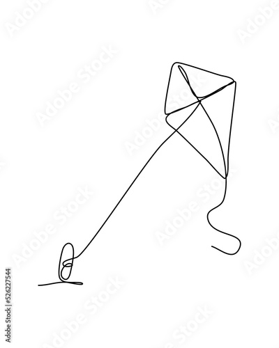One continuous line of kite. Minimalist style vector illustration in white background.