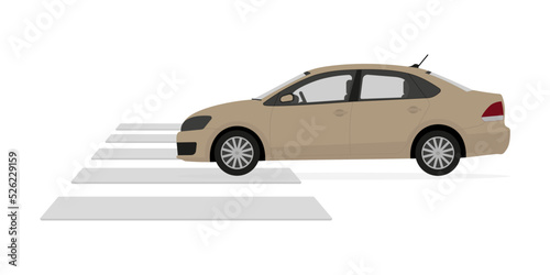 Car on a crosswalk on a white background