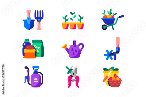Gardening or horticulture icons set