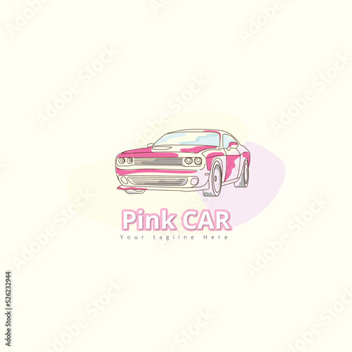 Pink car Modern logo Design