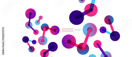 Abstract background. Round dots connected by lines. Trendy techno business template for wallpaper, banner, background or landing