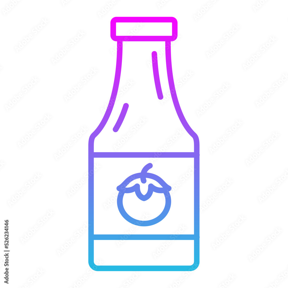 Ketchup Bottle Line Gradient Icon