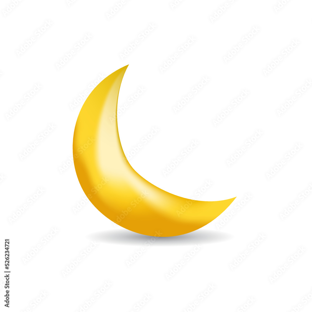 Vector 3d style illustration of golden moon and stars. Decorative gold holiday icons and design elements. Vector 3d style illustration of golden moon and stars. Decorative gold holiday icons and design elements.