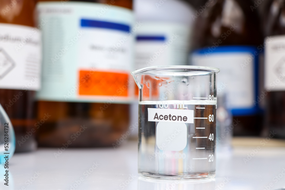 acetone in glass, chemical in the laboratory and industry acetone in glass, chemical in the laboratory and industry