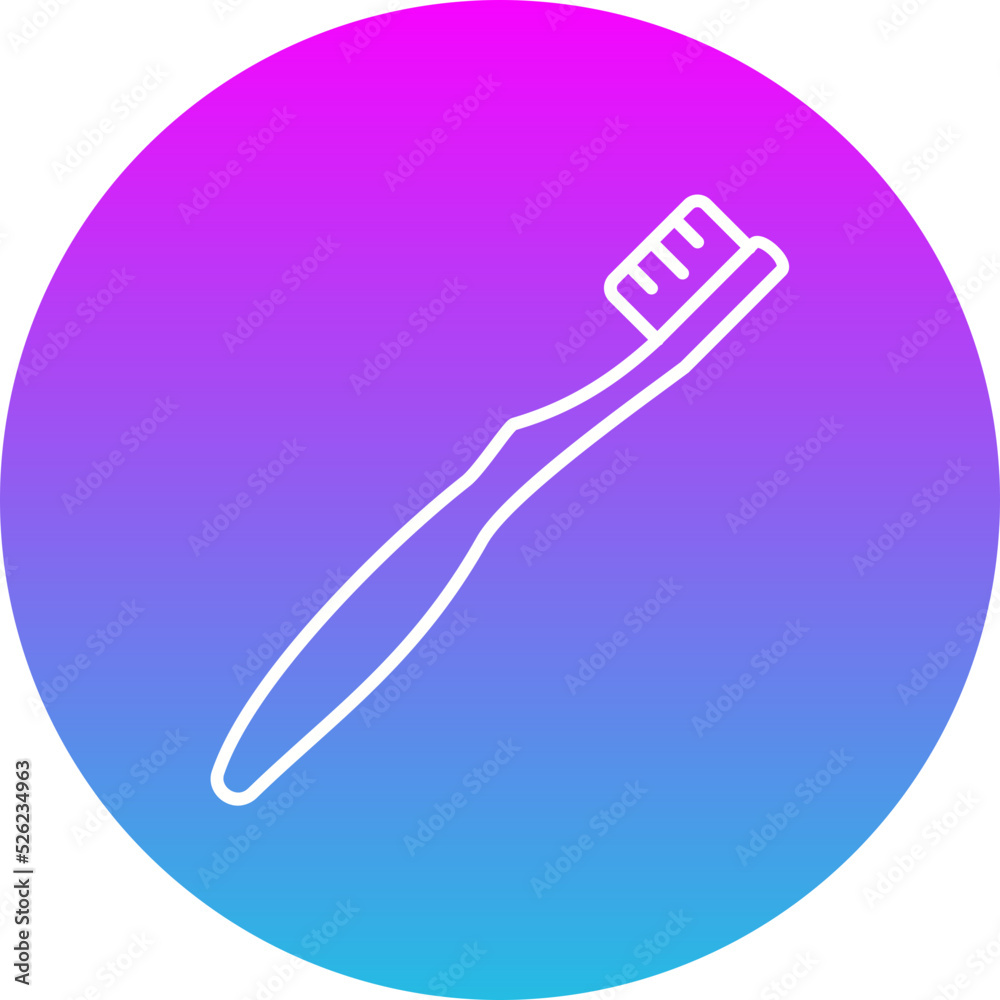 Toothbrush Gradient Circle Line Inverted Icon