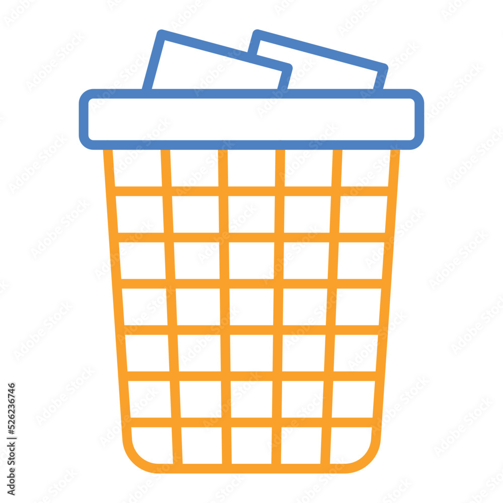 Paper Bin Blue And Orange Line Icon Paper Bin Blue And Orange Line Icon