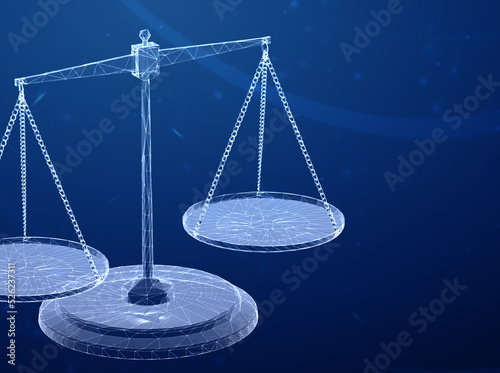 Three-dimensional scale on abstract background. 3D illustration.