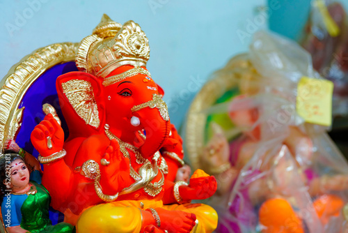 Colorful Lord Ganesha statue or sculpture for lord ganesha festival. photo