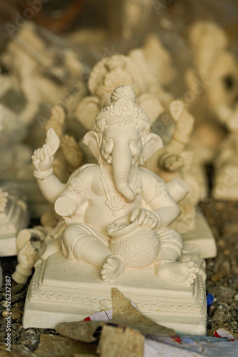 Statue of Lord Ganesha Made from plaster of Paris without color.