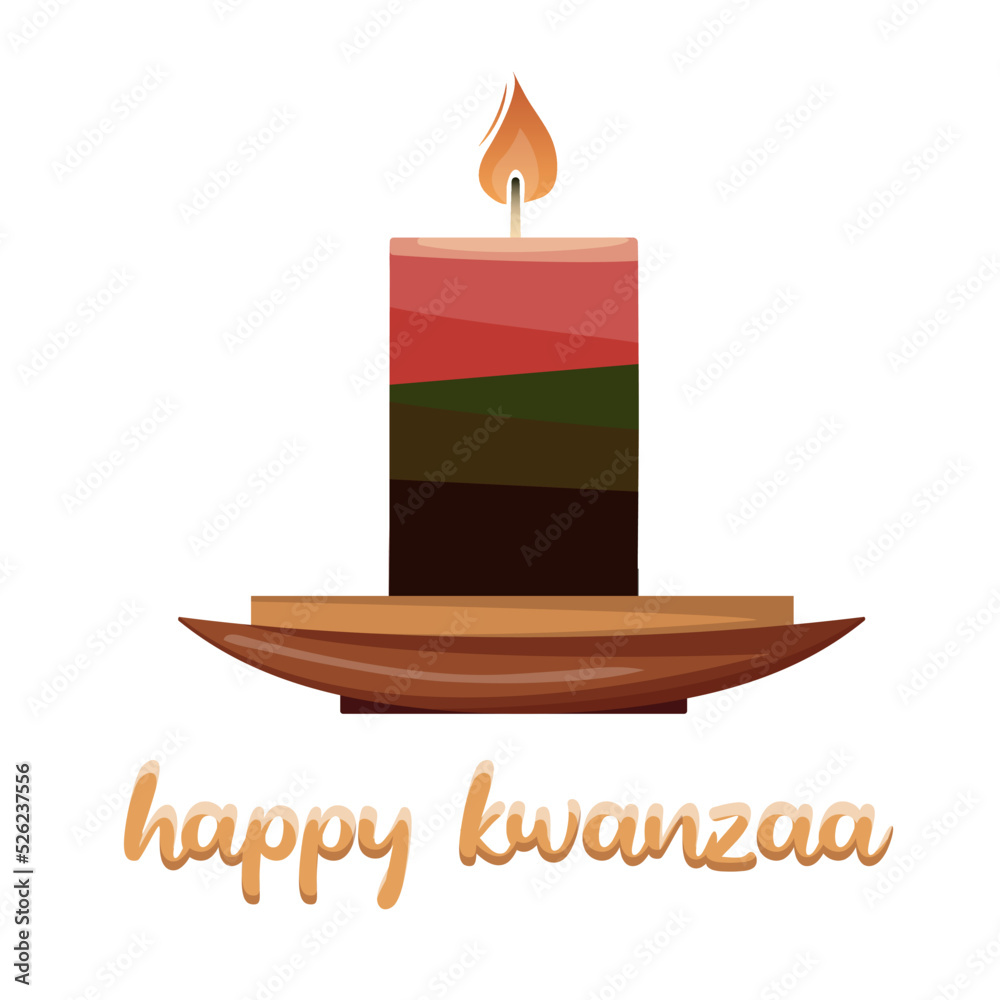Kwanzaa vector red, black and green celebration candle holder with