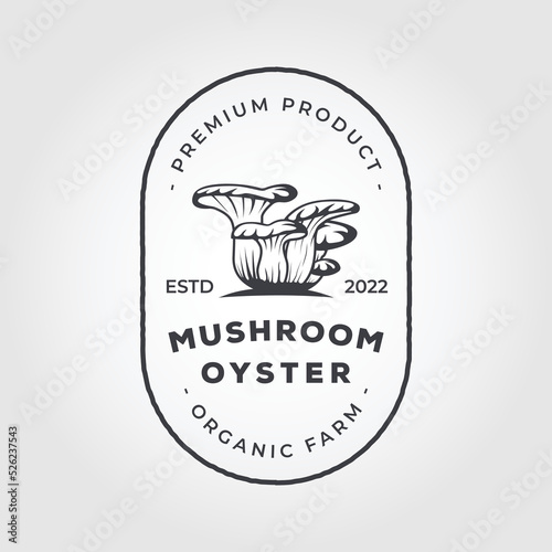 Vector emblem design oyster mushroom organic farm.