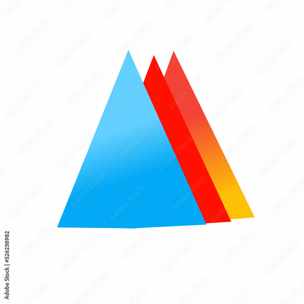 illustration of a triangle shape that has three different colors illustration of a triangle shape that has three different colors