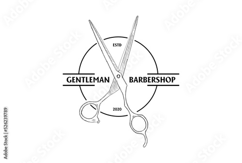 Simple Minimalist Gentleman Scissor for Haircut Barbershop Logo Design