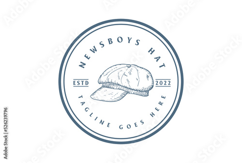 Vintage Retro Classic England Newsboys Hat Cap for Fashion Store Logo Design Vector