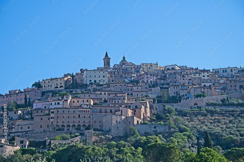 Town on a Hill Top in Italy from a Distance