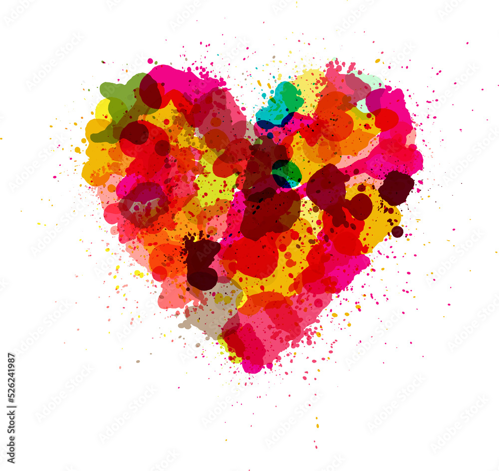 Heart from Watercolor splatters Valentines day