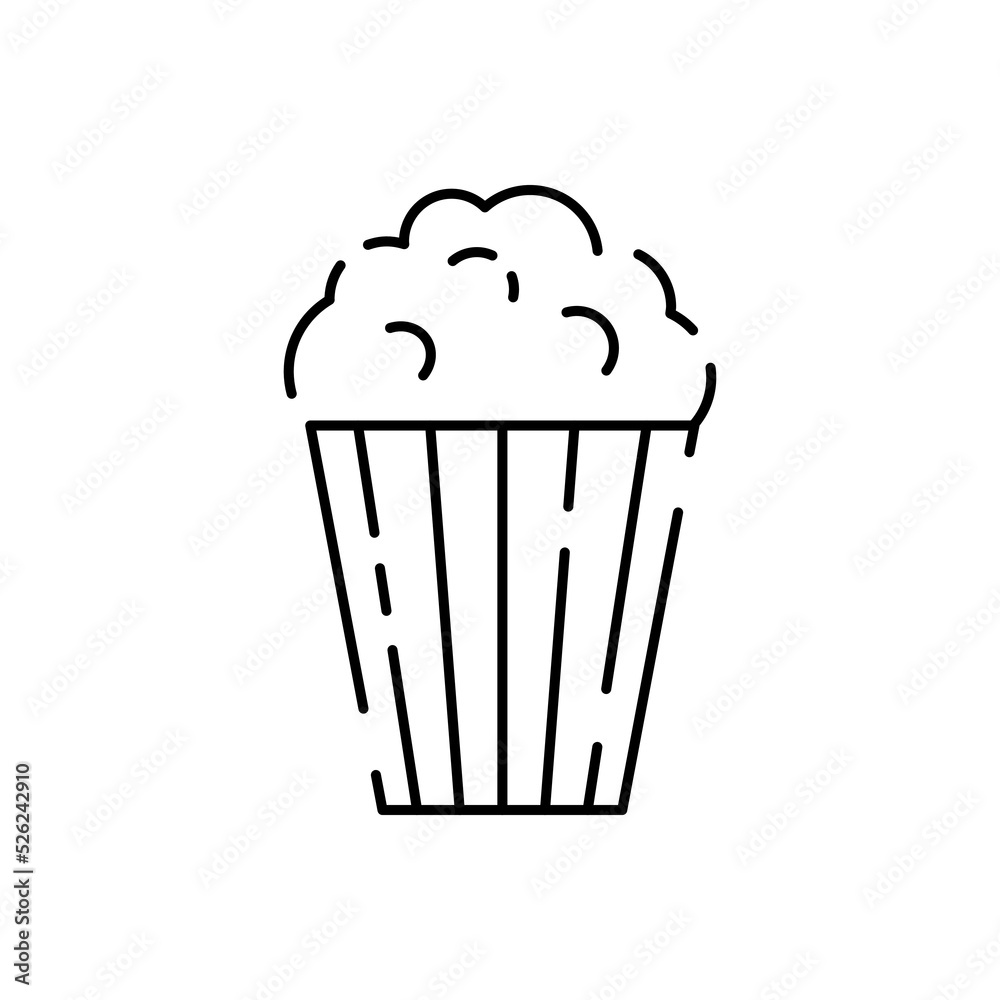 Simple line icon of Cinema Related Vector. Contains such Icons as Movie Theater, TV, Popcorn, Video Clip and more. Entertainment and film. Popcorn