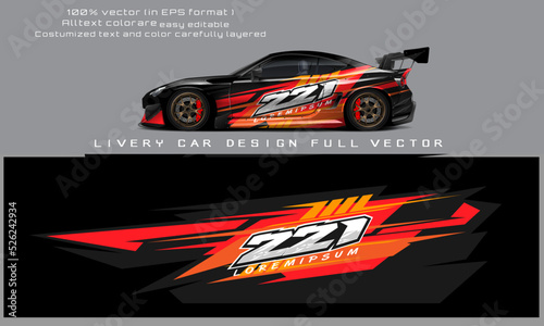 car decal design vector. Graphic abstract stripe racing background kit designs for wrap vehicle, race car, rally, adventure and livery