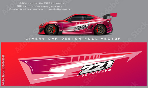 car decal design vector. Graphic abstract stripe racing background kit designs for wrap vehicle, race car, rally, adventure and livery
