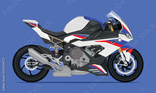 big bike sport motorcycle fast speed modern style white blue red color. vector illustration eps10