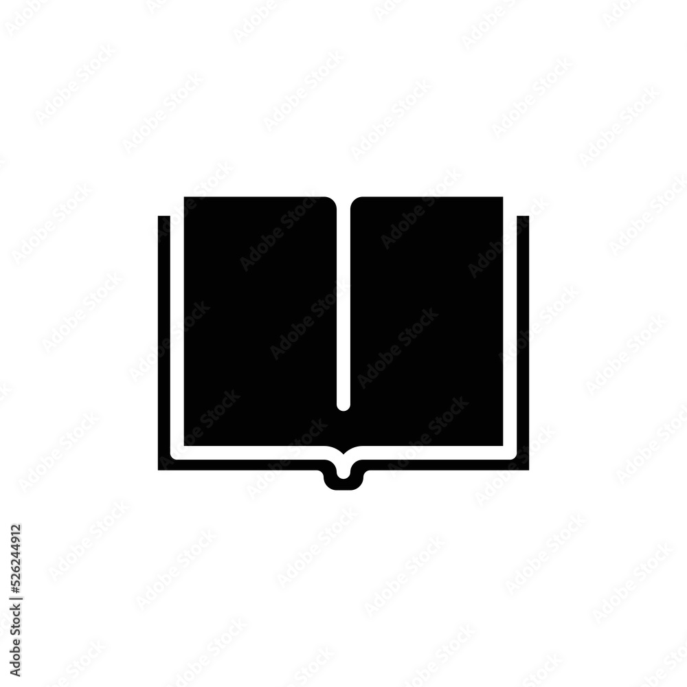 Fototapeta premium Book icon. Simple solid style. Open book, publish, literature, library, paper, education concept. Glyph vector illustration isolated on white background. EPS 10.