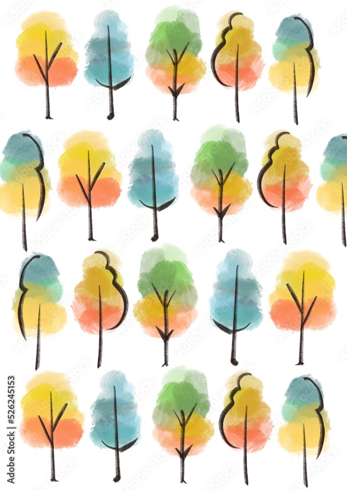 autumn background in the form of abstract autumn trees