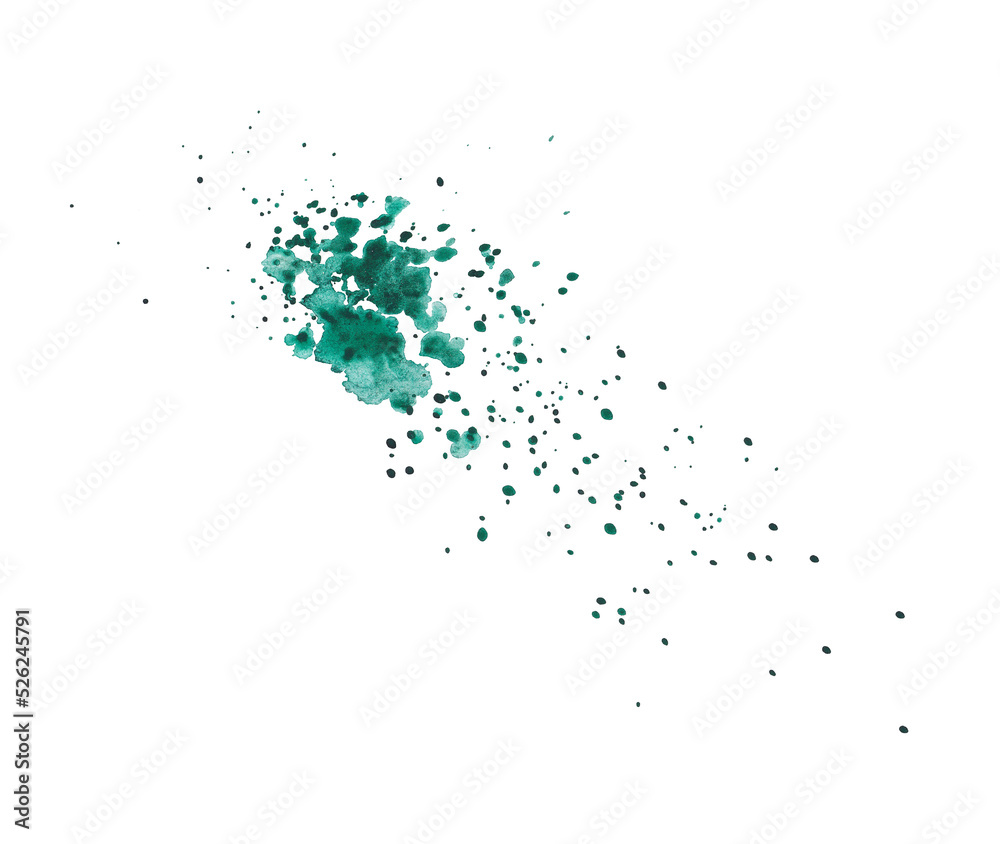 Green watercolor splashes on paper. Hand drawn, texture for design. Green watercolor splashes on paper. Hand drawn, texture for design.