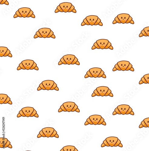 seamless pattern with cute croissant