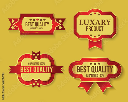 Premium quality Best choice medal. Realistic red and golden label or badge, best choice with ribbon. Vector illustration EPS10 