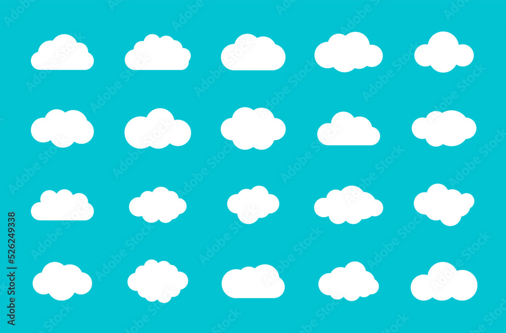 Set of cloud icons. Clouds collection. Cloudy silhouettes in varios shapes. Vector illustration.