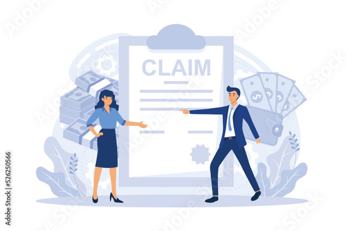 Registration of claim form document, providing personal information, income information vector set. Tax filing, credits and expenses, financial report. photo