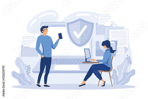 Privacy policy. Protecting your privacy. Vector colorful illustration, the concept of protecting computer data for a web page flat vector modern illustration