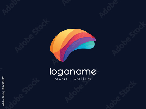 abstract colorful brain logo design template